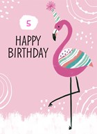 verjaardagskaart roze flamingo 